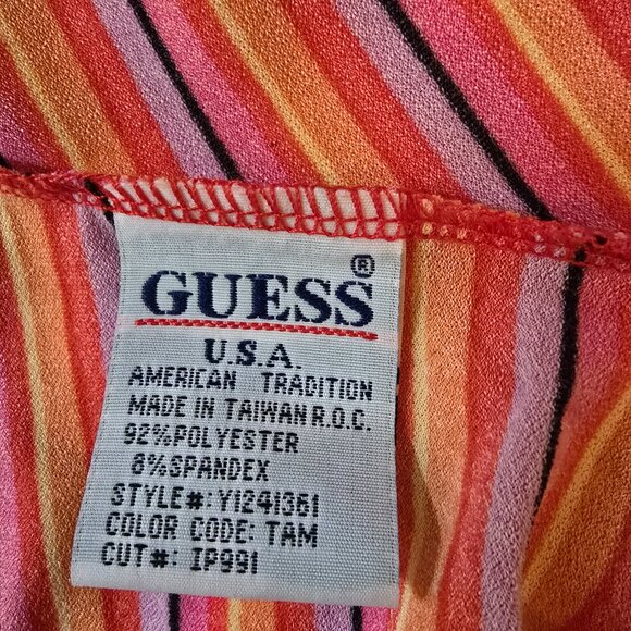 Guess Red/Orange/Yellow Stripe Tank Top M - Picture 3 of 6